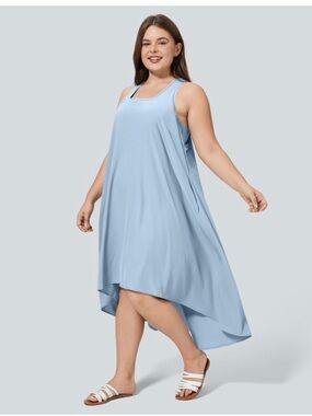 HALARA Light Blue High-Low Tank Dress